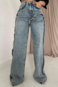 Kar Yıkama Yan Yırtmaçlı Jeans Pantolon resmi